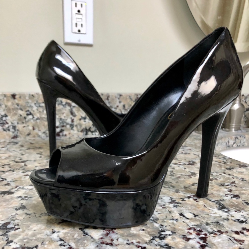 Jessica Simpson Black Peep-Toe Stiletto Heels